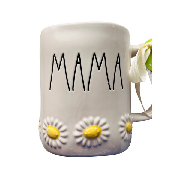 Rae Dunn Sentimental "Mama" Ceramic Mug W/ Daisy Embossed Design & Pink Interior - Picture 1 of 7
